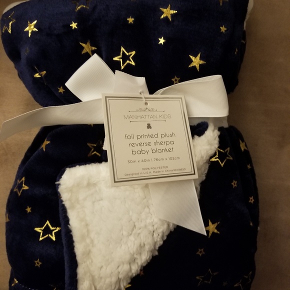 NWT Baby Gap NAVY BLUE Velour with White Sherpa Blanket 30/" x 40/" Free US Ship